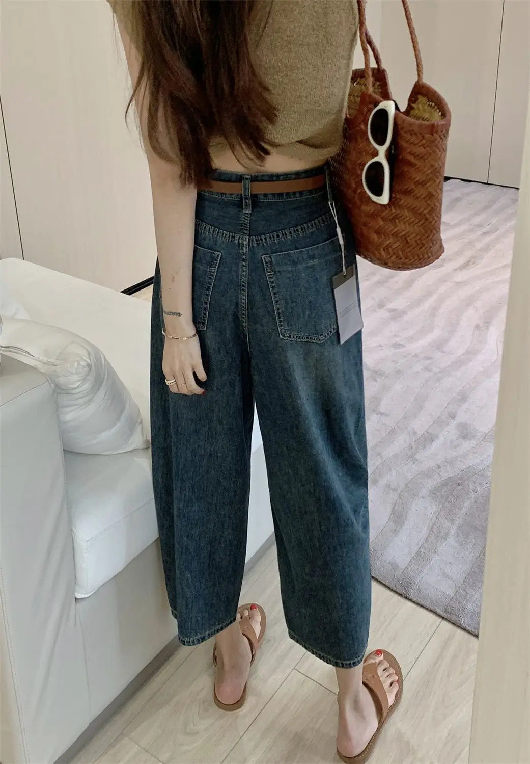 Jeans Women Solid Vintage All-match Spring Ladies Creativity Cool Simple Korean Style Daily Gentle Tender Graceful Age-reducing