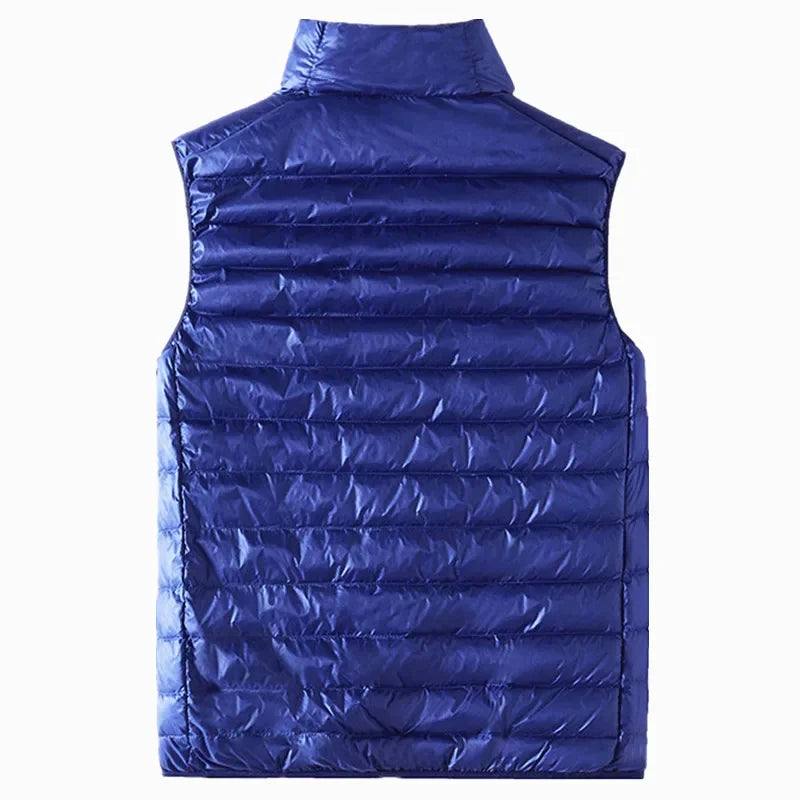 Blaue Herren-Weste Stehkragen - Dünn, Ärmellos, M-4XL