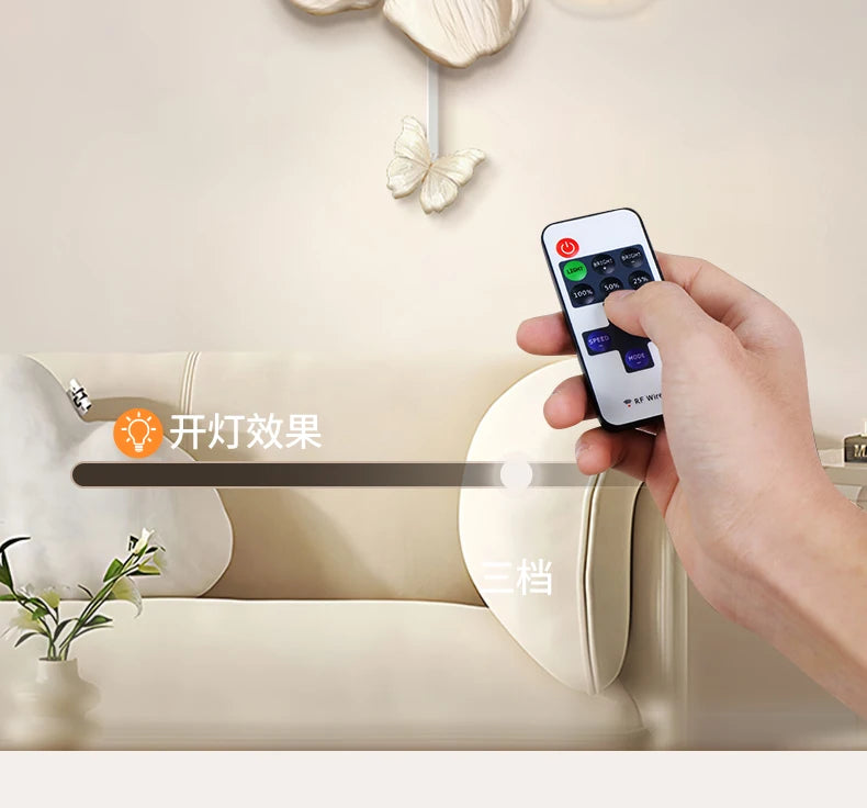 Cream Style Living Room Decoration with LED Light Wall Clock New Home Decor Creative Swinging Clock