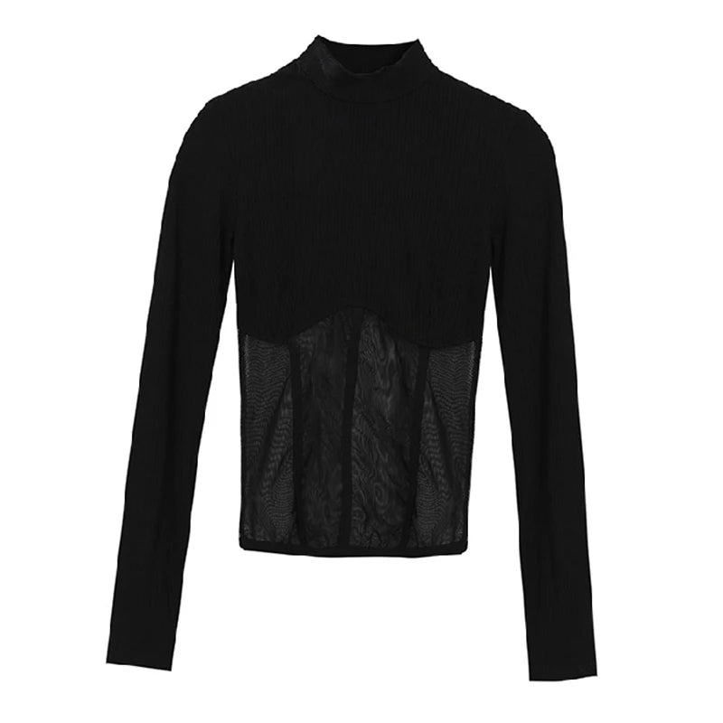 Summer Women T Shirt  Woman Clothes Long Sleeve Tops Spring Black Slim Tshirt Female Crop Top Tee elegant Skinny Y2k