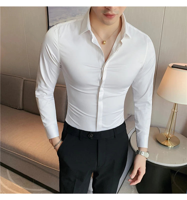 8Farben SlimFit Langarmhemd - Gr. M-L, Feiner Stoff