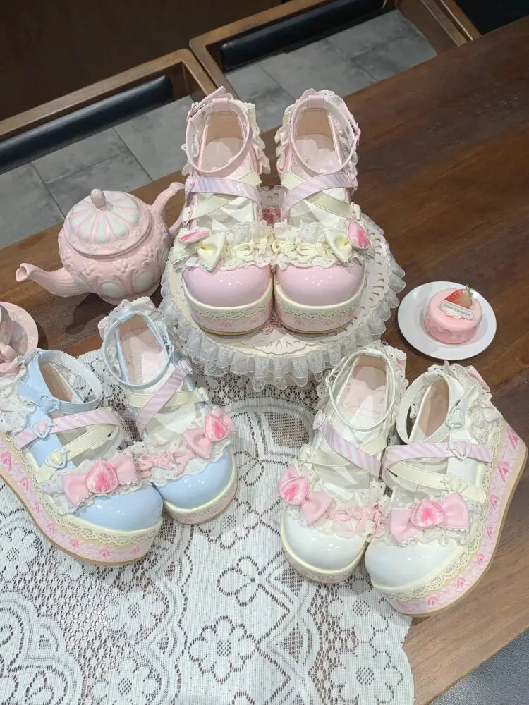 Lolita-Schuhe 2025: Thick-Sole Platform Cross-Strap - Princess Party Collection