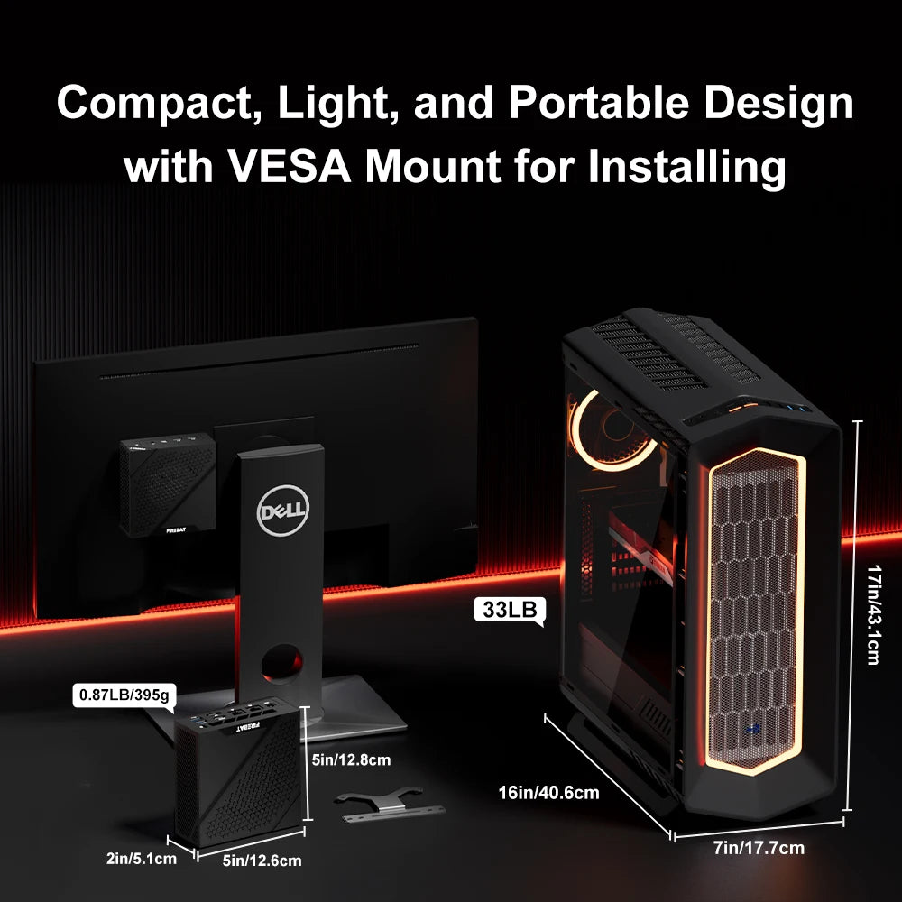 FIREBAT AM02 Mini PC AMD Ryzen 5 6600H - 16GB DDR5 RAM, 512GB SSD, WiFi 6, Bluetooth 5.2