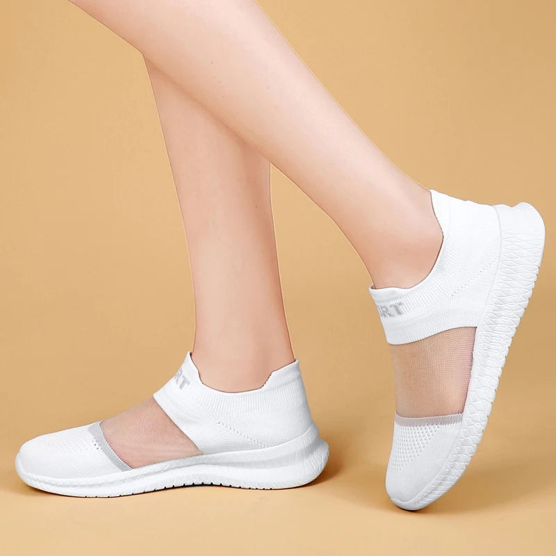 New Outdoor Summer Sneakers Female Walking Jogging Trainers Hollow White Sport Shoes Woman Air Cushion Running Shoes for Women