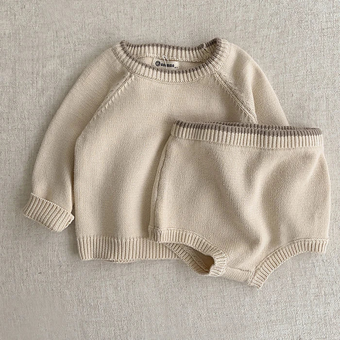 KoreanKnit BabySet Langarm - Größe 1-3J, Gestrickt, Shorts