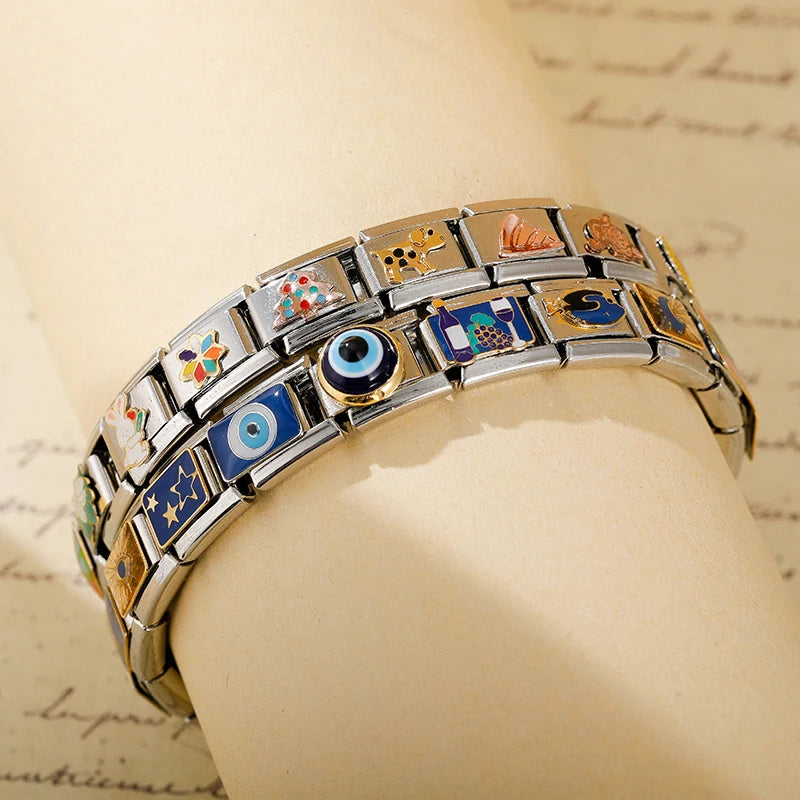 Hapiship Original Daisy Horse Love Butterfly Mom Dog Motorcycle Elephant Charm pentru brățară din oțel inoxidabil pentru fabricarea de bijuterii DJ003