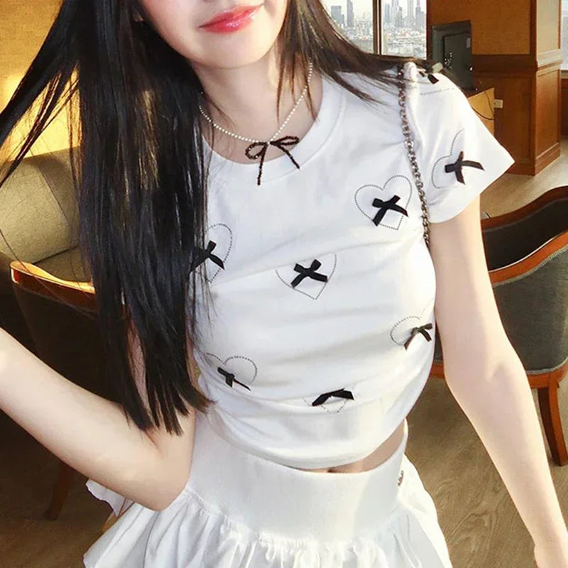 Tees T Shirt Clothes For Women Clothing Japanese 2000s style Y2K T-Shirts Friends Crop Tops Cutecore Women Blusas Ropa Camisetas