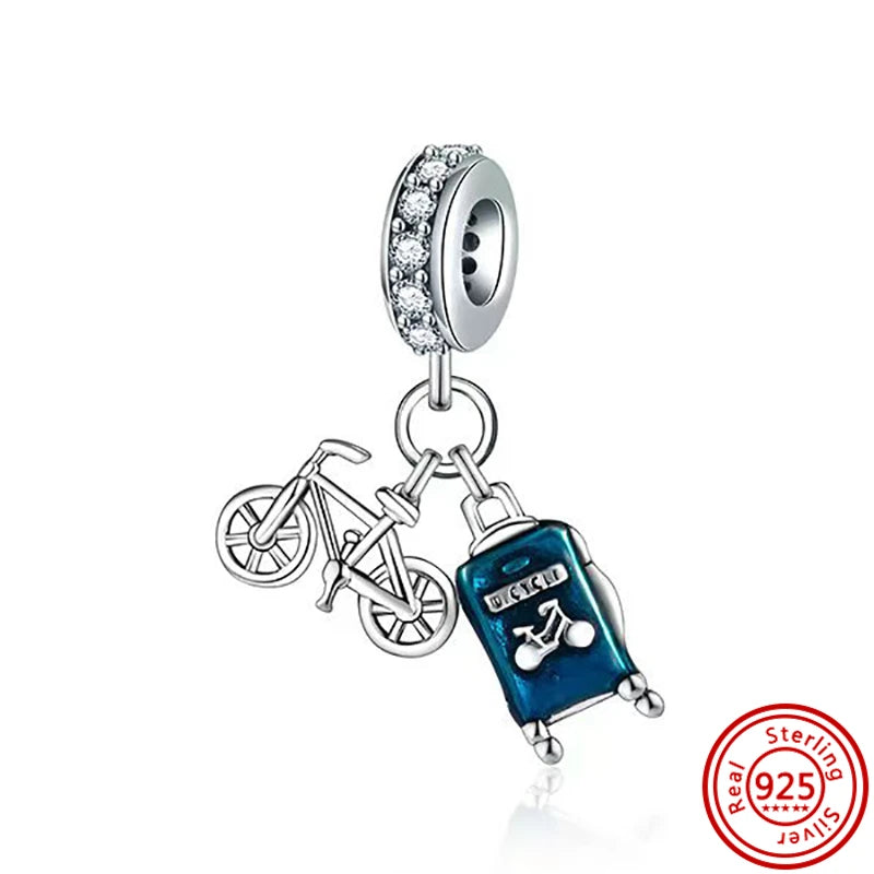 925 Silber Einkaufstasche Koffer Reisepass Handtasche Kamera Liebe Reise Leben DIY Perlen für Original Pantaro Charms Armband Schmuck