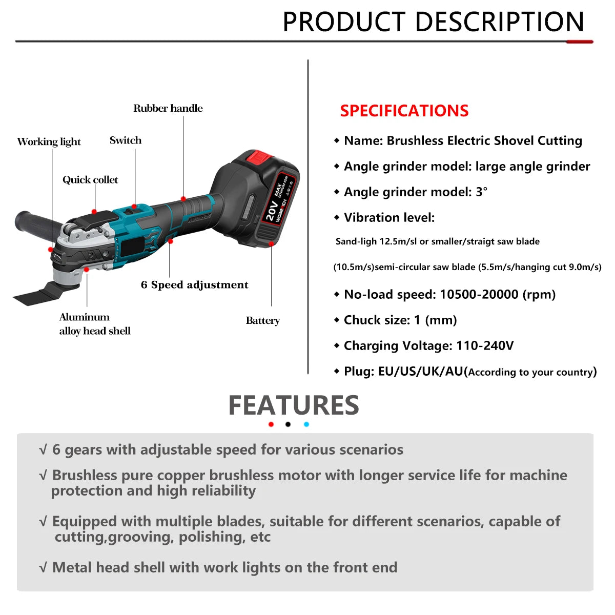 Oszillationswerkzeug 2025: Brushless Cordless Oscillating Multi Tool Electric - Trimmer/Shovel/Cutting Saw Makita 18V Battery Multifunctional Power Tool Collection