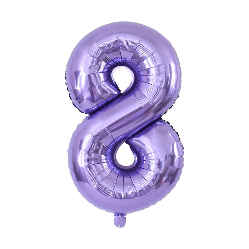 Purple Number Balloons 32 Inch Foil Balloon Adult Kids Birthday Anniversary Decoration Party Gold 0 1 2 3 4 5 6 7 8 9 Balloon