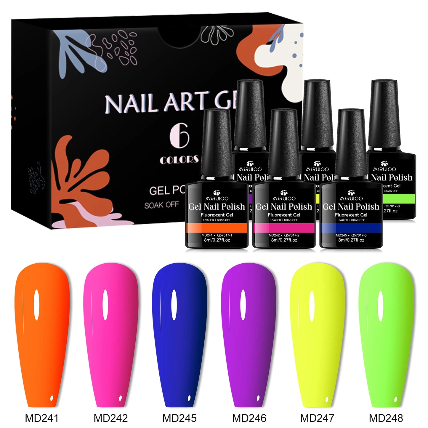 MSRUIOO ZH62498 Fluoreszierend Gelset - 6x8ml UV LED