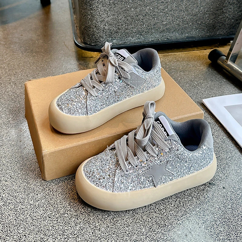 Mädchen Schuhe 2025 Frühling Neu Casual Vielseitig Kleine Mädchen Stern Sneakers Frühling Und Herbst Kinder Sport Schuhe