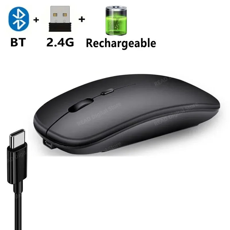 Wireless Maus Slim Bluetooth-kompatibel 2.4G Computer-Mäuse Portable Rechargeable/Battery Cordless Maus für iPad Laptop Desktop
