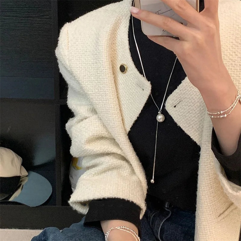 Fashion Silver Color Long Tassel Pull Pearl Pendant Necklaces for Women Simple Adjustable Clavicle Chain Choker Jewelry Gift