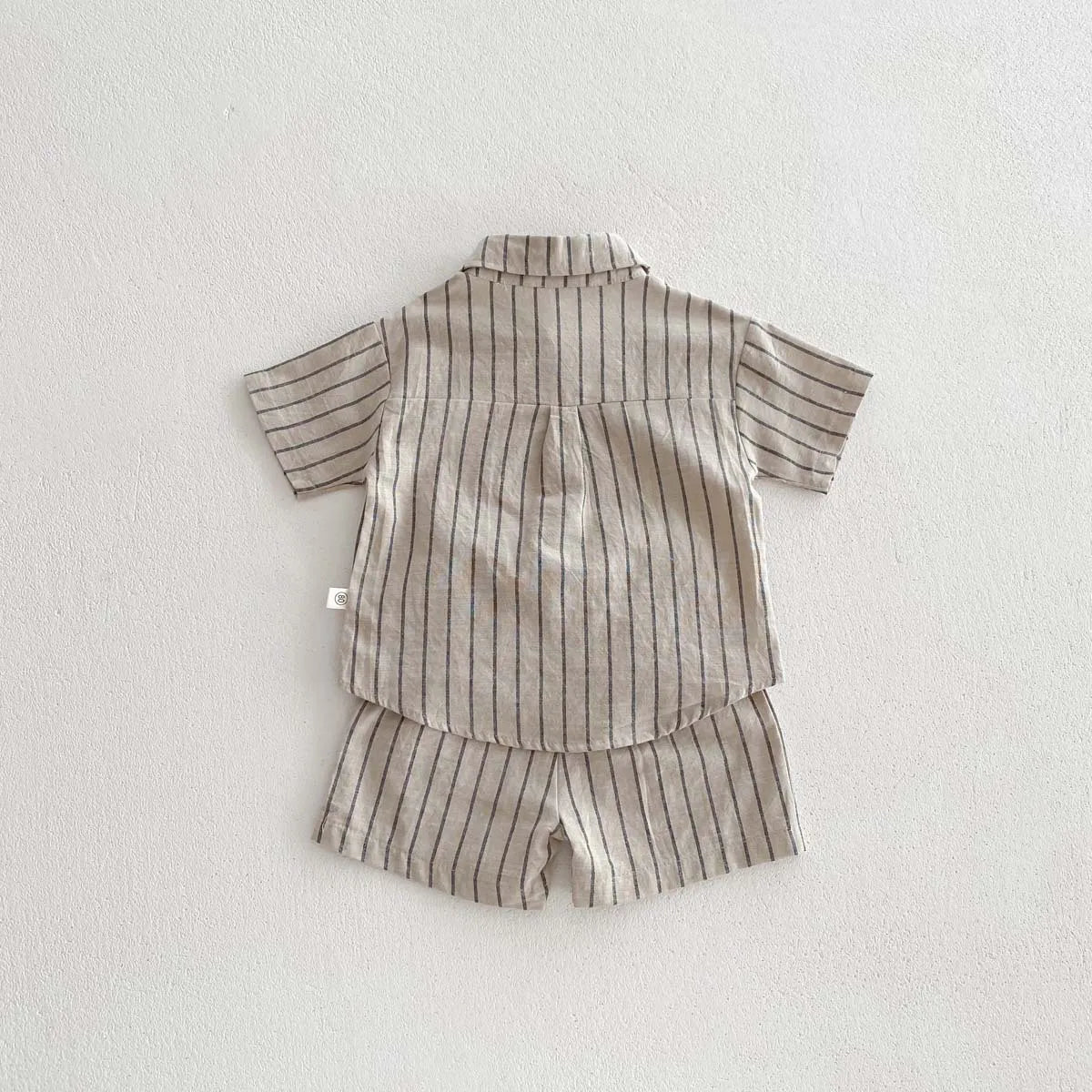 Copii stil coreean retro cu dungi mânecă scurtă tricou + pantaloni scurți set pentru copii mici băieți fete vară subțire casual la modă ținută