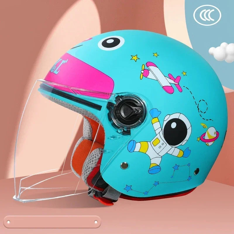 Children Cartoon Cute four seasons Motorcycle helmets Open face electric car bike child helmet for kids boy girl unicorn DOT