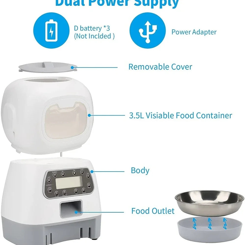 Haustier-Futterstation 2025: 3.5L Automatic Dog-Cat - Smart Feeders Collection