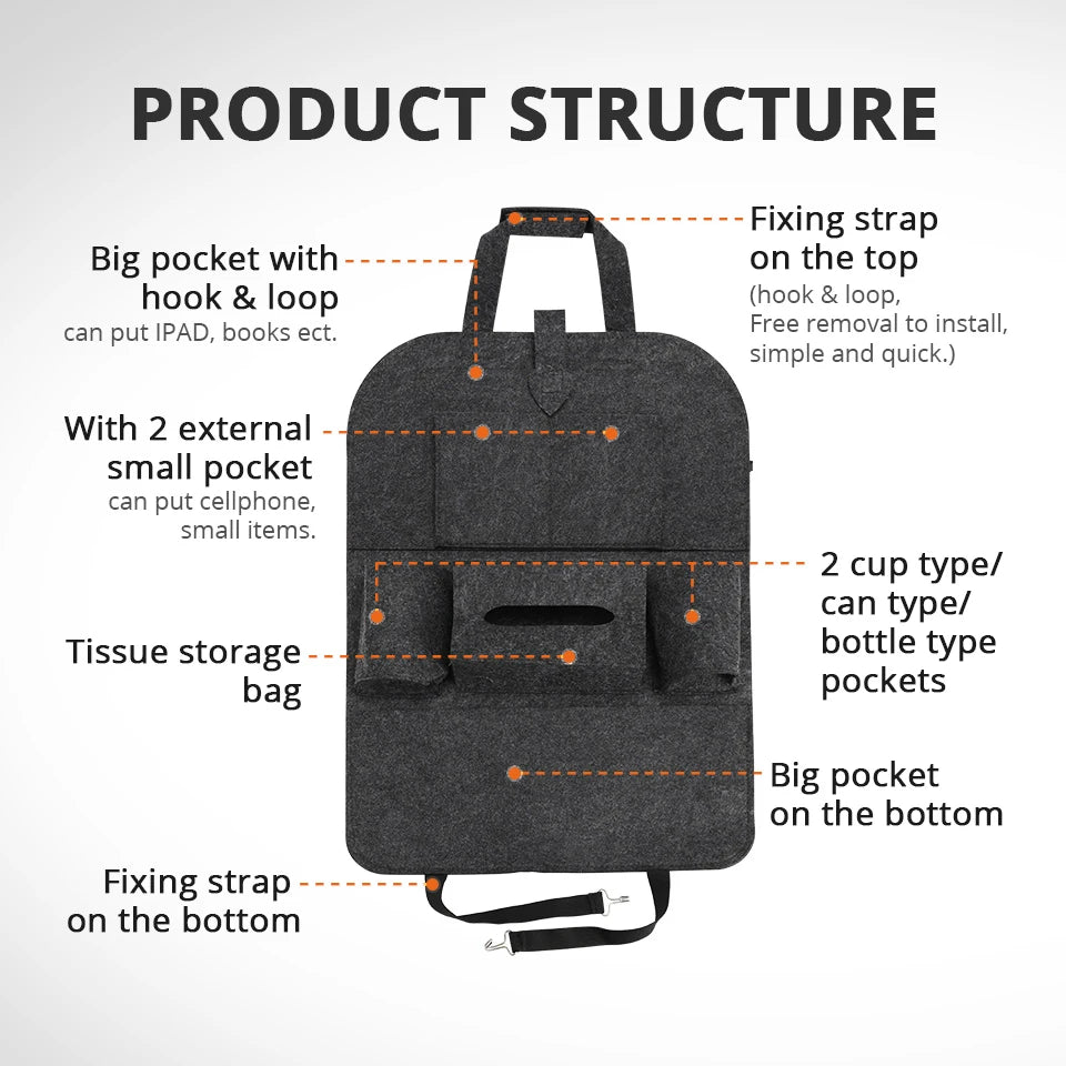 Choice Organizer Rücksitz Tasche - Filz 6 Taschen Universal
