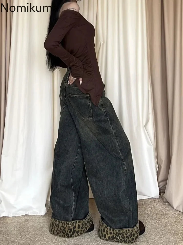 Blugi Nomikuma Leopard Retro - Mărimi S-XL Denim Regular