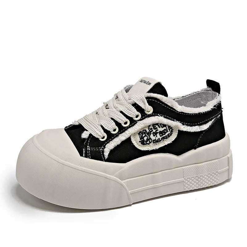 Womens Platform Sneakers White Tennis Shoes Woman Casual Low Top Fashion Chunky Canvas Sneakers 2025 New Spring Summer Trainers