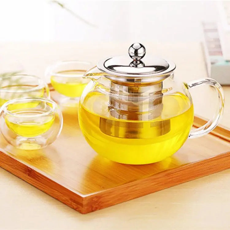 High quality Heat Resistant Glass Tea Pot,Chinese Flower Tea Set Puer Kettle Coffee Teapot Convenient With Infuser Office Home