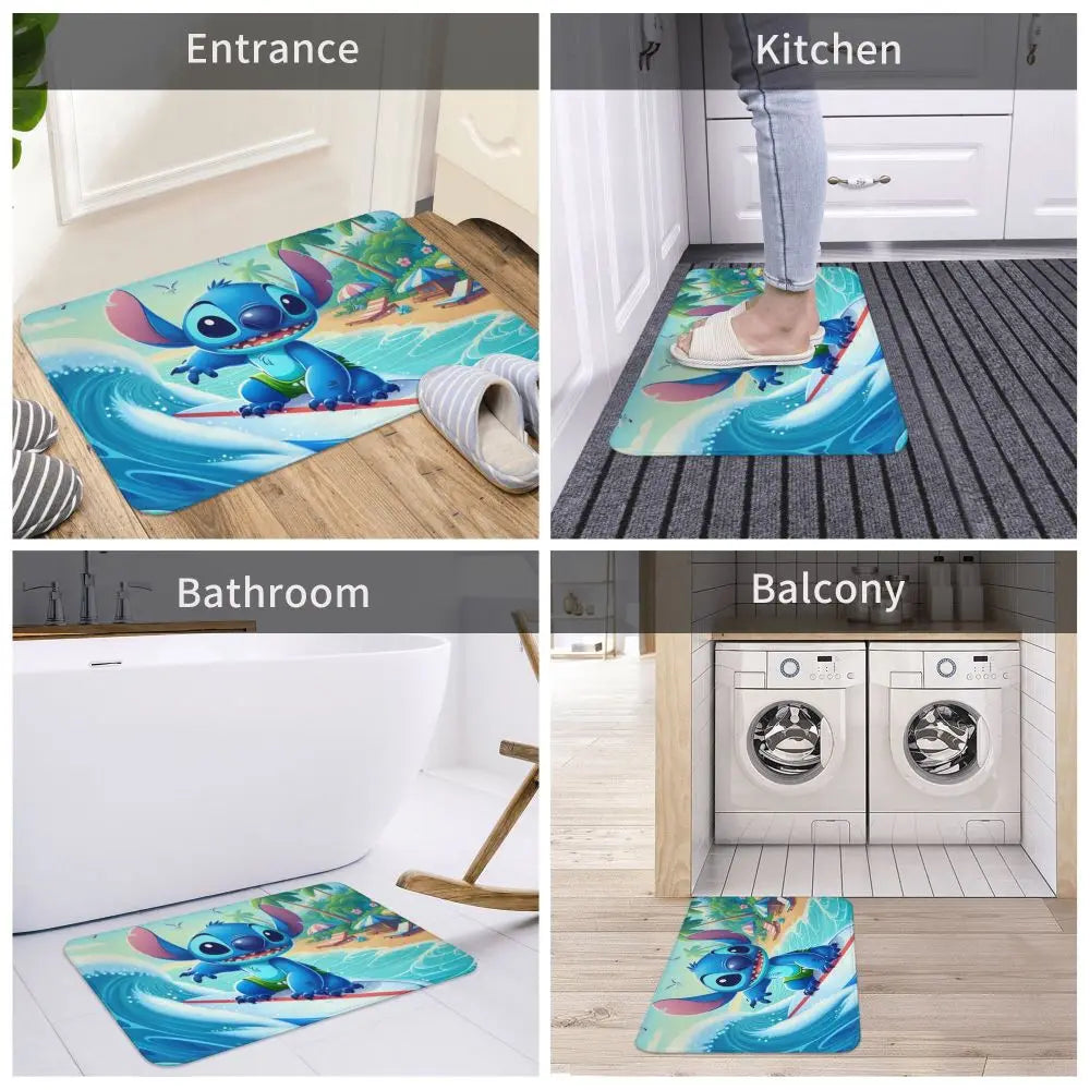 Custom Cartoon Stitch Floor Door Kitchen Bathroom Mat Anti-Slip Outdoor Doormat Bedroom Balcony Entrance Rug Carpet Footpad
