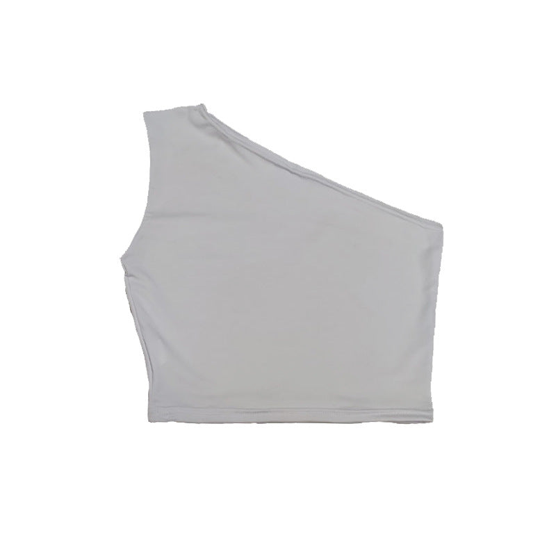 Women elegant Tank Top Off One Shoulder Slim Halter Backless Bare Midriff Camis Tube Top Female Sleeveless Cropped Vest