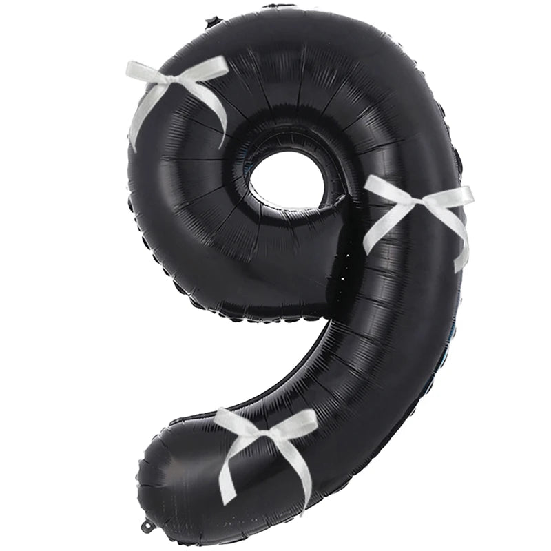 Choice 32 Zoll Folienballon Zahl - Schwarz 0-9 3 Schleifen