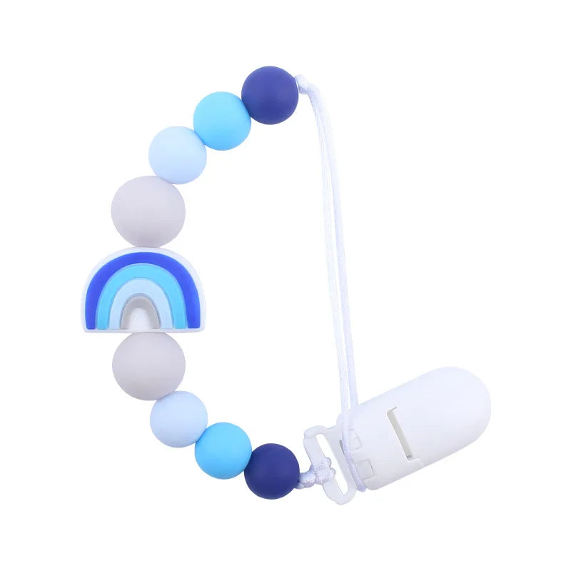 Baby Pacifier Clip Newborn Cartoon Rainbow Silicone Pacifier Chain Infant Nipple Soother Chain Clips Holder Nursing Toys
