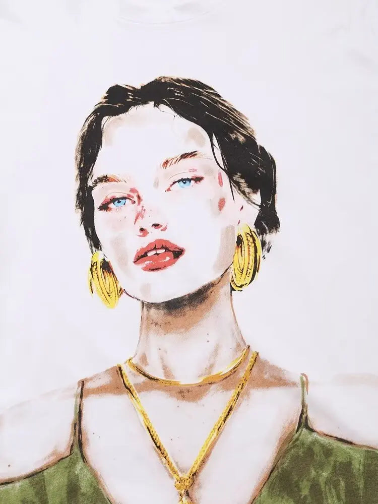 Print T-Shirts Woman Summer 2024 Short Sleeve Top Y2k Basics Letter Tops O-Neck Women Tops Women's Graphic T-shirt