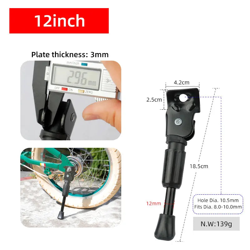 Kids Bike Kickstand Parking Stand Foot Brace Children Bicycle Side Support 12/14/16/18/20 Inch