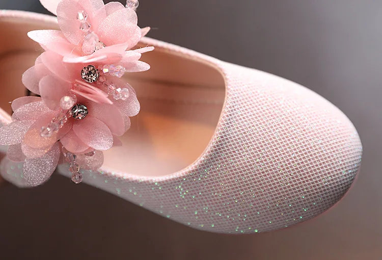 Mädchen Schuhe 2025 - Blumen Mary Jane Kristall Weiche Prinzessin Ballet Flats - Kleine Mädchen 1-7J Baby Hochzeit Party Leder Schuhe