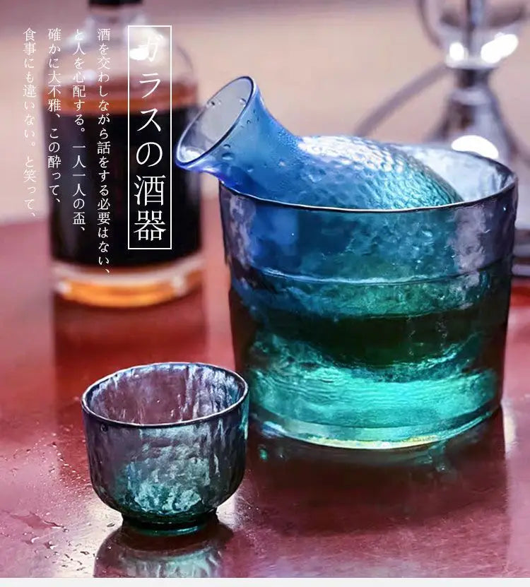 Japanese Hammer Pattern Glass Wine Set Sake Pot Set Cocktail Cup Heat-resistant Scalding Wine Pot Wine Dispenser