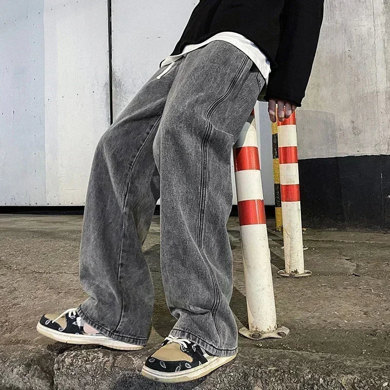 SHAN BAOC Loose Jeans Weit - Elastischer Bund Denims