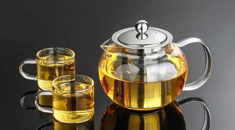 High quality Heat Resistant Glass Tea Pot,Chinese Flower Tea Set Puer Kettle Coffee Teapot Convenient With Infuser Office Home