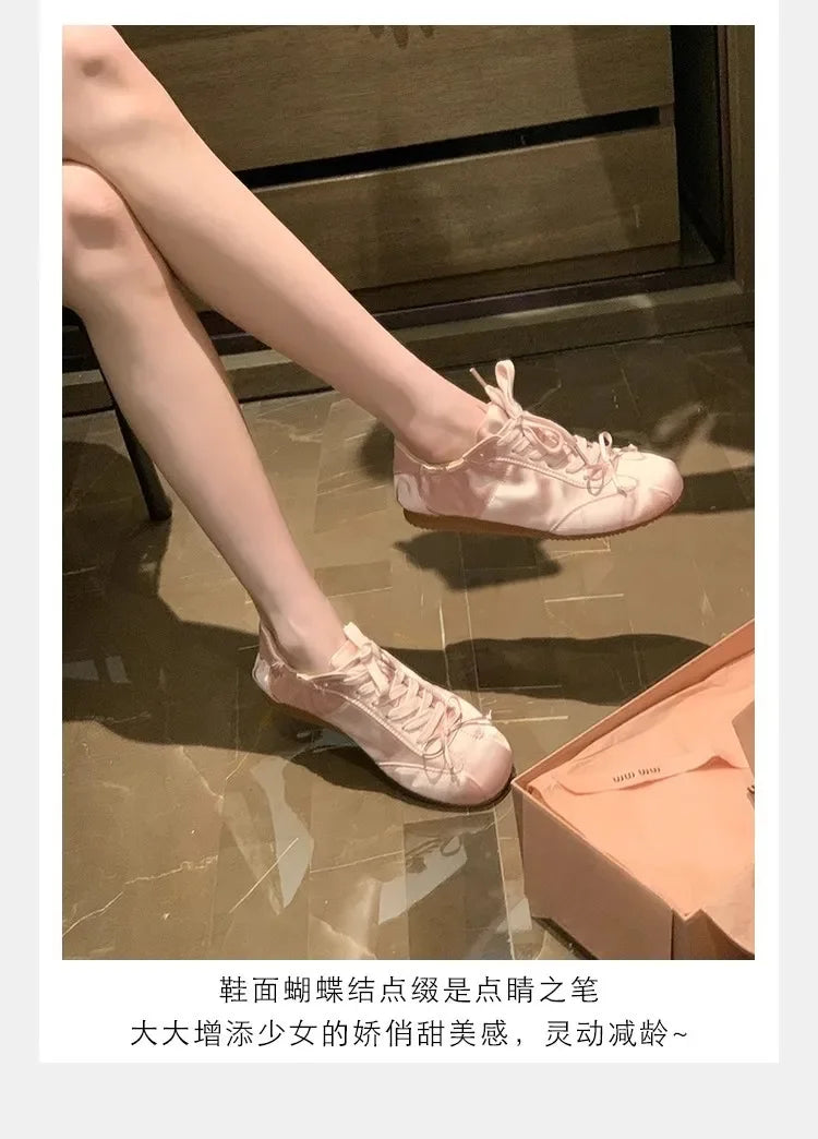 Comemore 2025 Neu Sommer Damen Ballet Stil Süß Mädchen Sport Board Schuhe Mode Satin Schleife Freizeit Flats Damen Komfortabel