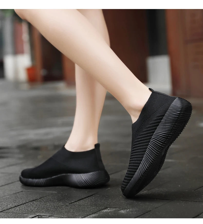Women Shoes Knitting Sock Sneakers Women Flat Shoes Casual Breathable Sneakers Flats Walking Shoes for Women
