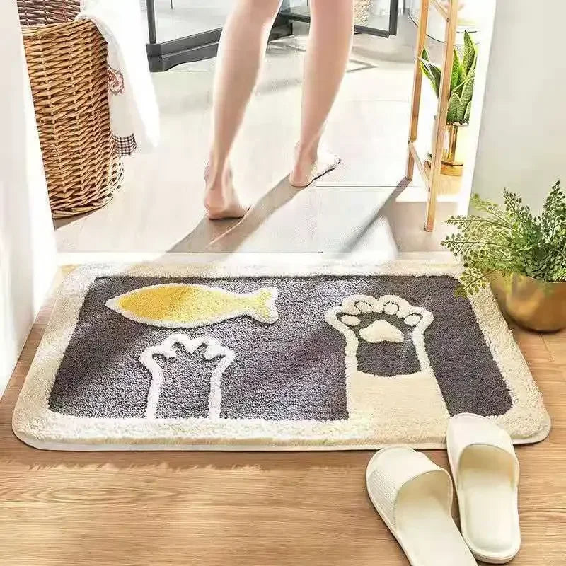 Bath Mats Cartoon Non-slip Absorbent Bathtub Embossed Kawaii Rug Shower Room Chenille Anti-slip Floor Mat Doormat Thickening New