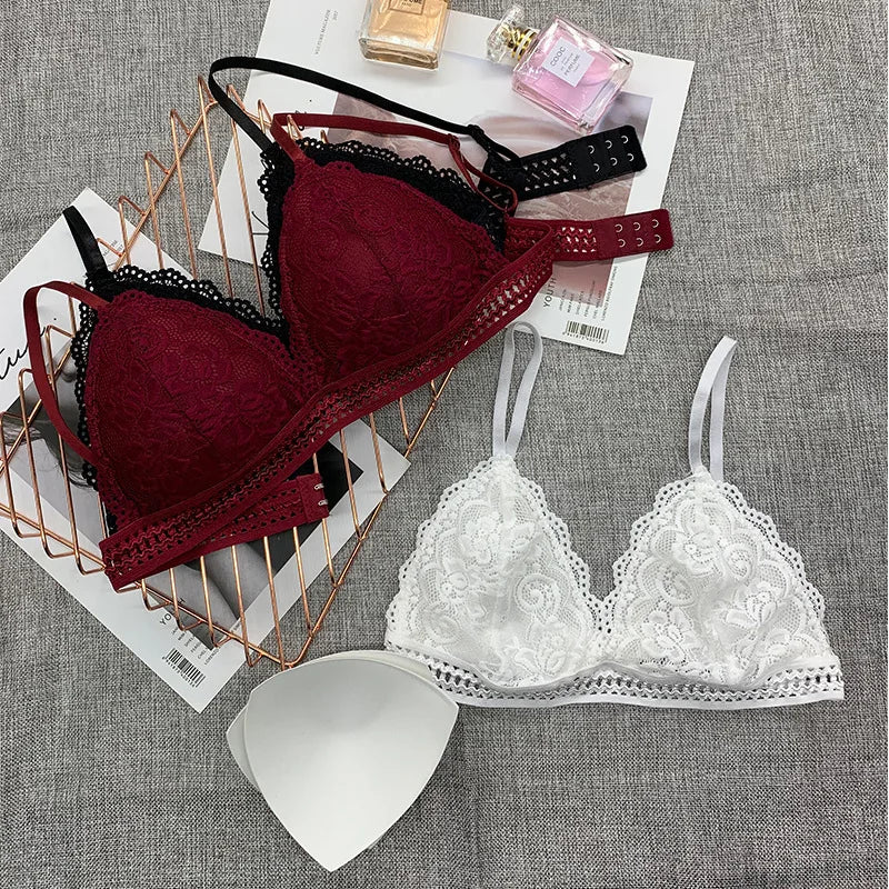 New Lace elegant Lingerie Wireless Bra for Women Padded Push Up Bralette Female Brassiere Soft Backless Fashion Bras Underwear