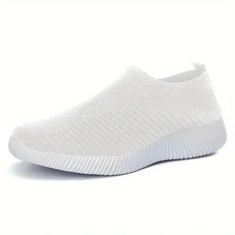 Women's Solid Color Sneakers Breathable Mesh Woven Outdoor Lightweight Low Top Walking Running Sports Socks Shoes