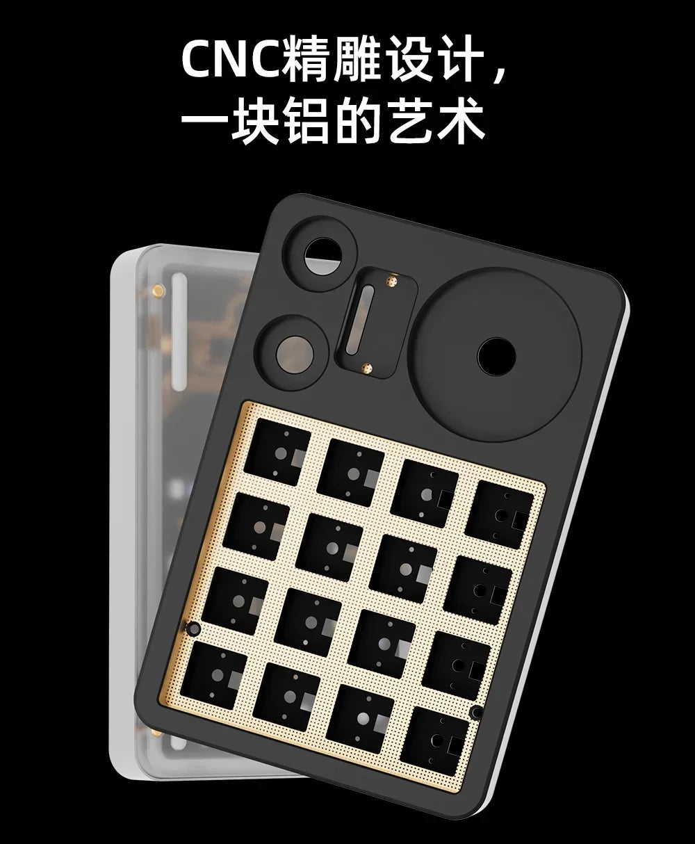 Mini-Tastatur 2025: MMD KM16-Pro Aluminum-Alloy - Tri-Mode Three-Knob Custom Collection