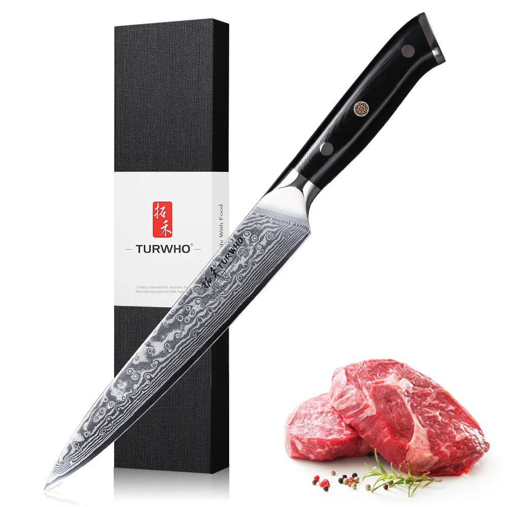 TURWHO 1-6 Piece Knife Set 67 Layers Damascus Steel Kitchen Knives Santoku Chef Knives Utility Bread Slicing Knife Cooking Tools