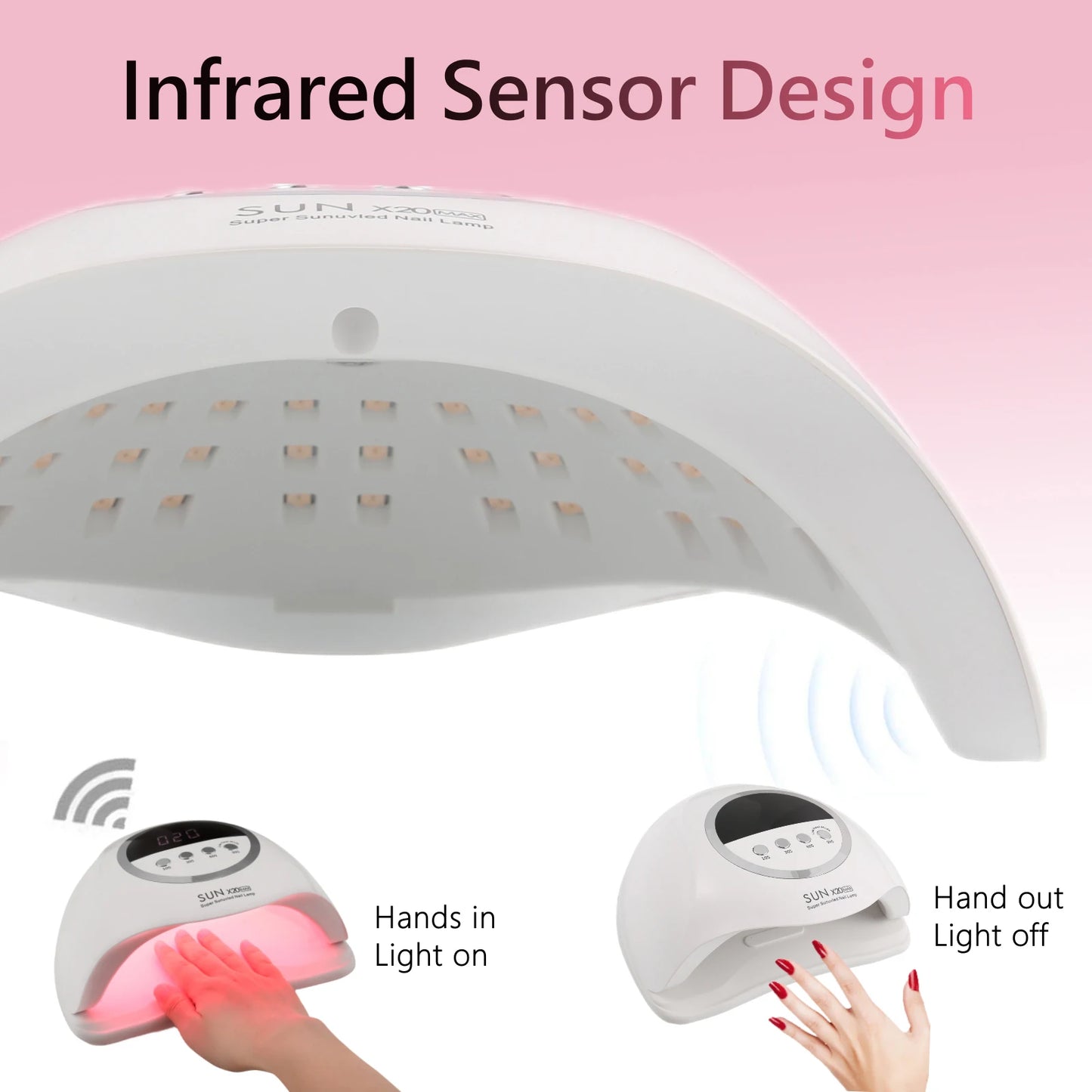 SUN X20 MAX UV LED Nail Lamp for Manicure Gel Polish Drying Machine with Large LCD Touch Professional Smart Nail Dryer Tool