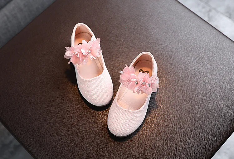 Mädchen Schuhe 2025 - Blumen Mary Jane Kristall Weiche Prinzessin Ballet Flats - Kleine Mädchen 1-7J Baby Hochzeit Party Leder Schuhe