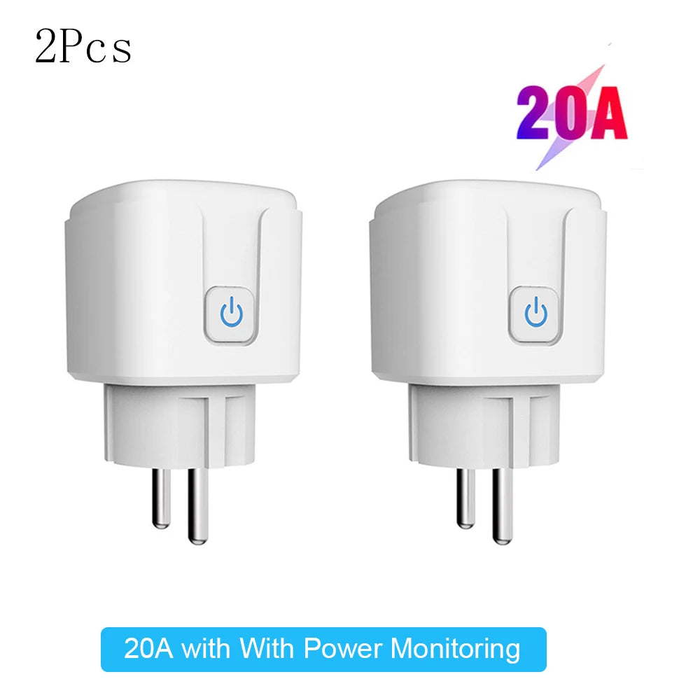Tuya 16A/20A Smart Plug WiFi - 85–220V EU Steckdose, Kompakt Bauform