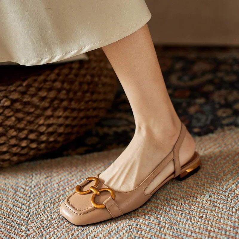 Women's Sandals 2023 Elegant Office Ladies Shoes and Sandals Women Casual Shoes Square Heel Sandals Slip On Woman Flats