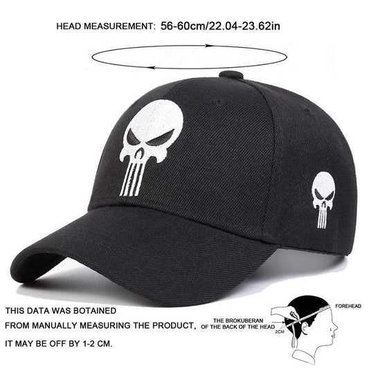 Unisex Skull Head Embroidery Baseball Caps Spring Autumn Outdoor Adjustable Casual Hats Sunscreen Hat - Golden Bridge Store