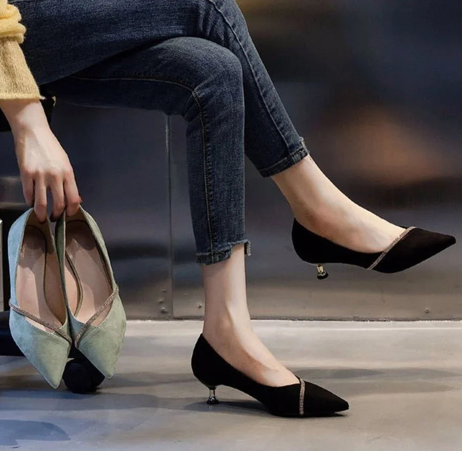 Niedriger Absatz Elegante Damen Pumps Rutschfest Spitze Zehen Damen Schuhe Beliebt Mit Rabatt Casual Im Angebot