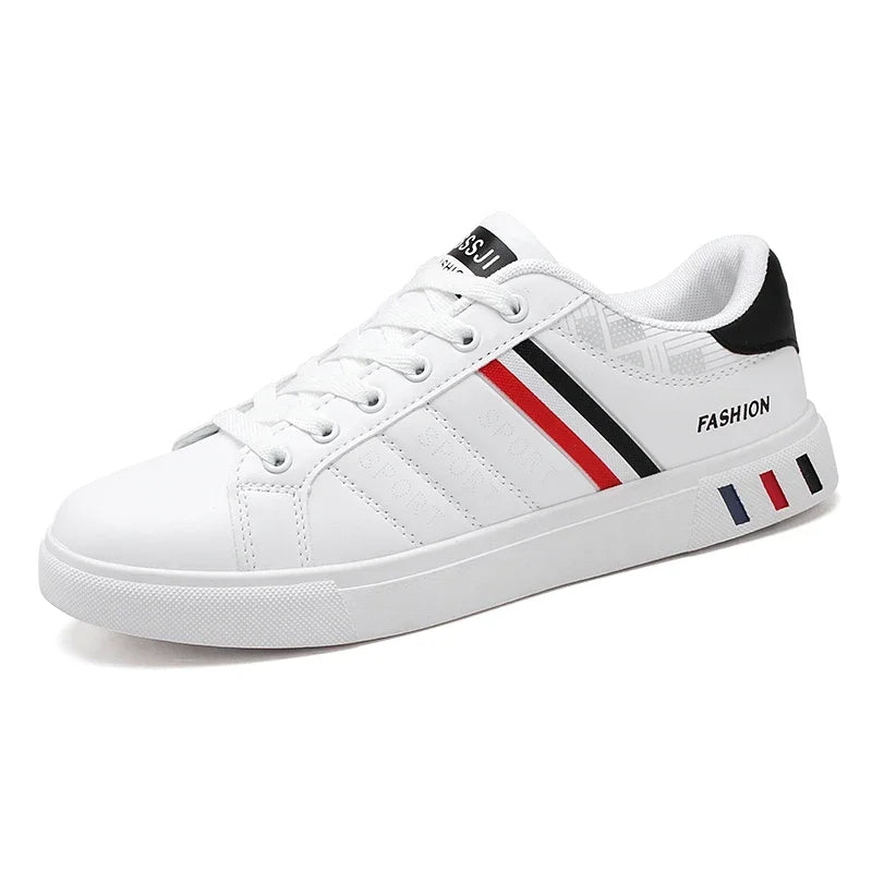 Men's Sneakers Breathable Mens Flat WhiteTennis Shoes Skateboard Shoes Casual Sports Shoes for Men Lightweight PU Leather
