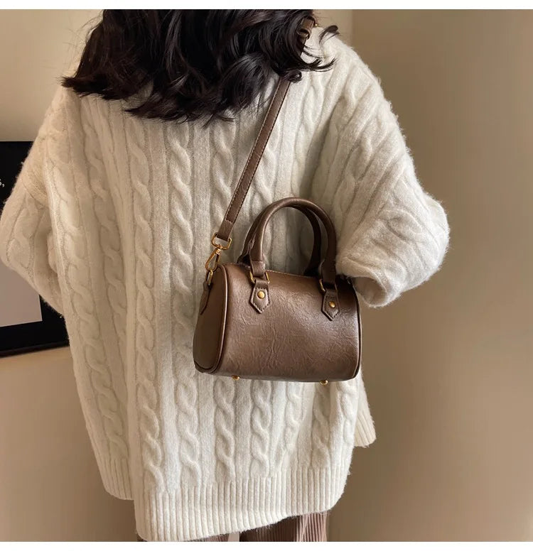 Women Vintage Boston Bag Casual Fashion Crossbody Women's British Style Top-Handle Simple Female Shoulder Bag for Girl